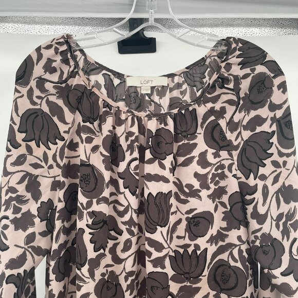 Loft Womens Floral Long Sleeve Top Multicolor Size Medium - Picture 2 of 9